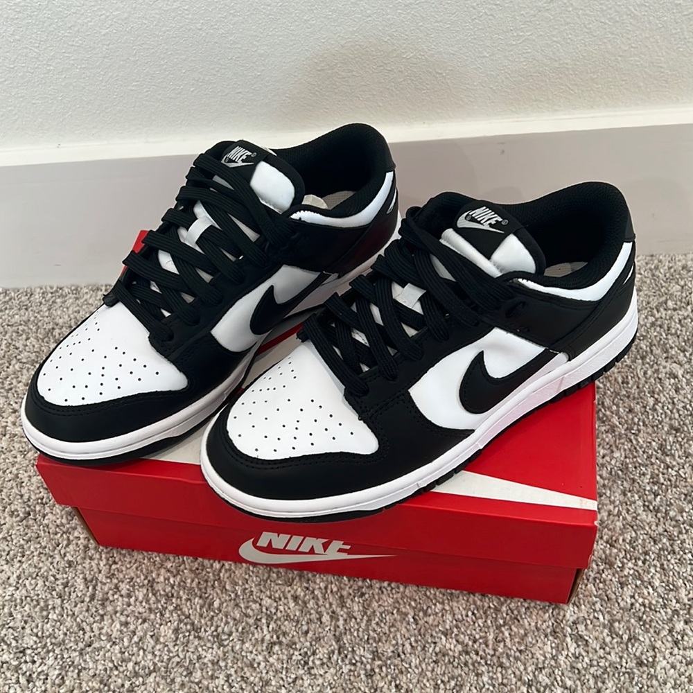Size US 7 EUR 38 Nike Dunk Low Black White “Panda” Athletic Sneakers
